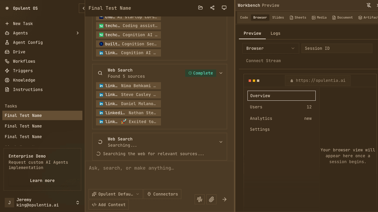 Opulent Deep Research with Parallel Web Search