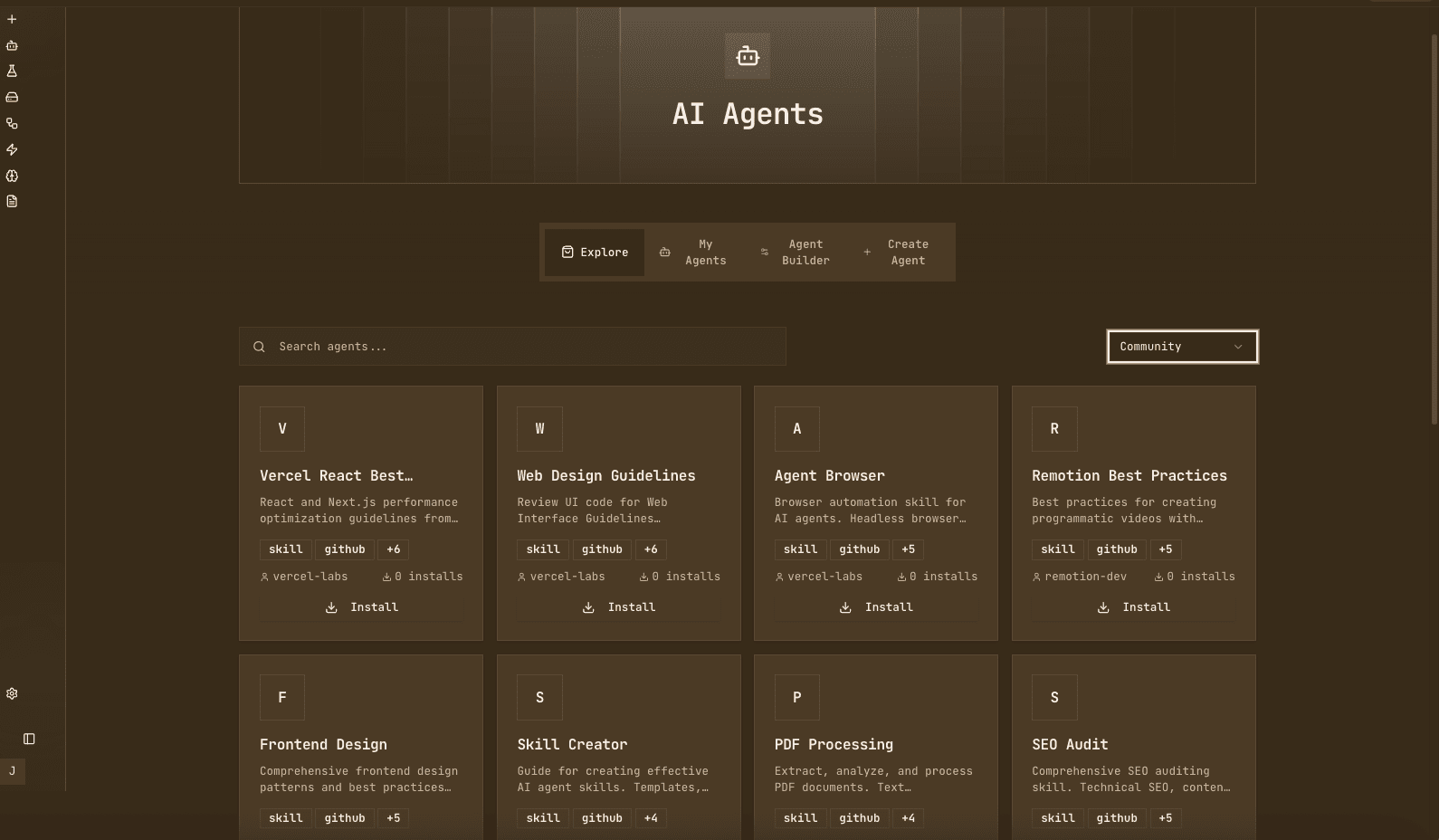 Opulent Skills Marketplace with Community Skills