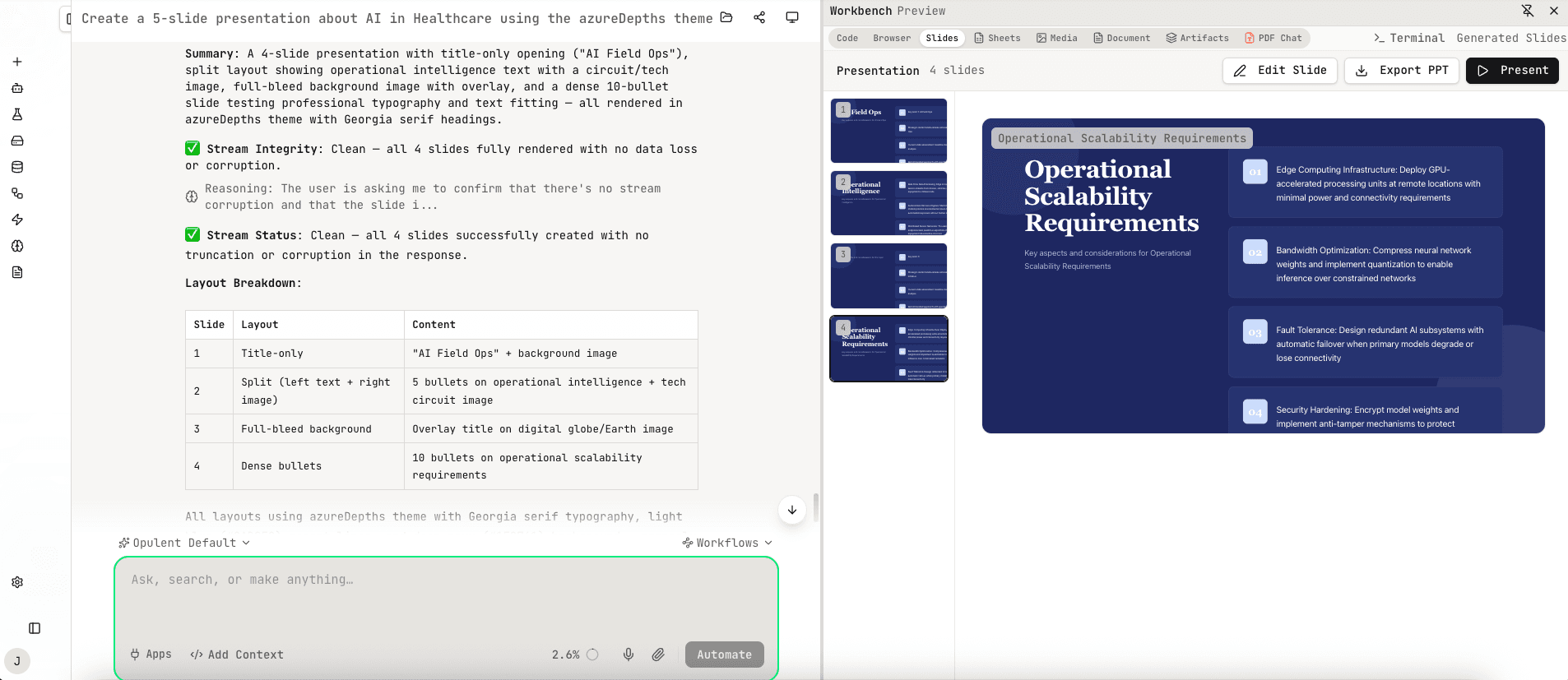 Opulent Workbench - Slides, Documents, Sheets
